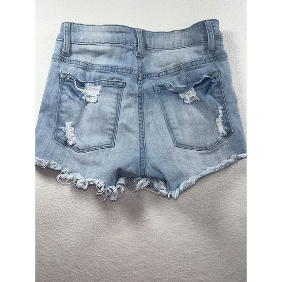 KanCan Denim Shorts 7/27 Light Wash Blue Distressed Ripped - Picture 6 of 6